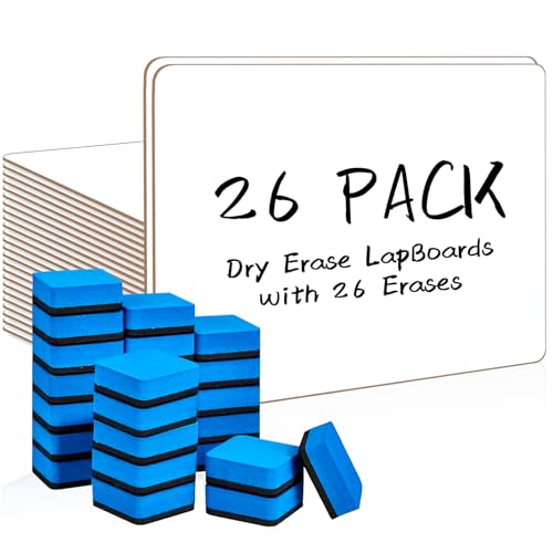 Dry Erase LapBoards, PANDRI 26 Pack Double Sided 12.5 x 9 Inch Whiteboards with 26 Erasers, Dry Erase Boards for Office Students Classroom Teacher Supplies - size: 26 PACK