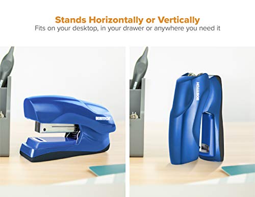 Bostitch Office Heavy Duty Stapler, 40 Sheet Capacity, No Jam, Half Strip, Fits into the Palm of Your Hand, For Classroom, Office or Desk, Navy Blue - color: Navy Blue, style: Compact