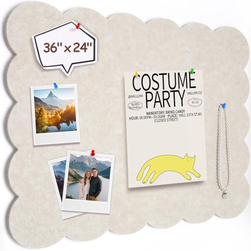 Felt Bulletin Board 36" x 24" Cork Board Alternative,Decorative Felt Pin Board Foldable Cork Boards for Walls Self-Adhesive Cork Board for Home Office Classroom Pin Board (Beige) - color: Beige, size: 36" x 24"