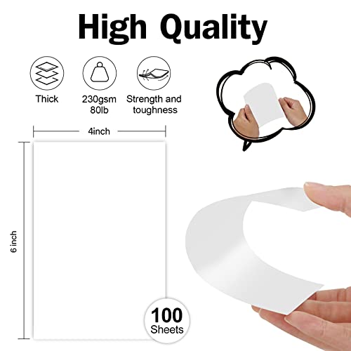 100 Pack White Blank Index Cards 4x6 Thick Paper, Goefun 80lb Heavyweight CardStock Unlined Notecards for Post Cards, Photo Paper, Recipe Cards - color: white, size: 4x6