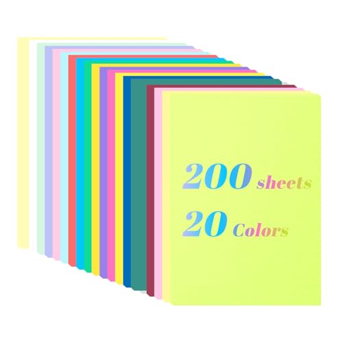 Colored Cardstock Paper 8.5 x 11, 200 Sheets 20 Assorted Colors, 180gsm/65lb Colored Card Stock, Bulk Colorful Construction Paper for Card Making, Crafts, Scrapbooking, DIY Projects, School Supplies - color: Multicolor, size: 200 Sheets