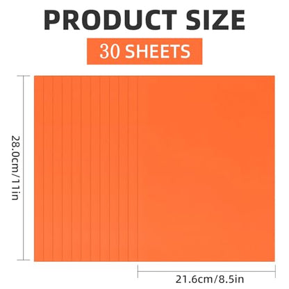 30 Sheets Orange Cardstock 8.5'' x 11'', 250gsm/90lb Heavyweight Cover Cardstock Paper, Thick and Smooth A4 Card Stock Perfect for Invitations, Menus, DIY Cards, Arts and Crafts - color: Orange 1