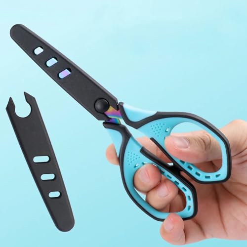Jasni 3 Pack Teflon blackening Non-Stick Premium 7.5" Titanium No Rust Super Sharp Scissors Shears Soft Comfort-Grip for Office School Home Art Craft DIY student paper Sewing Fabric (Blue) - color: Blue