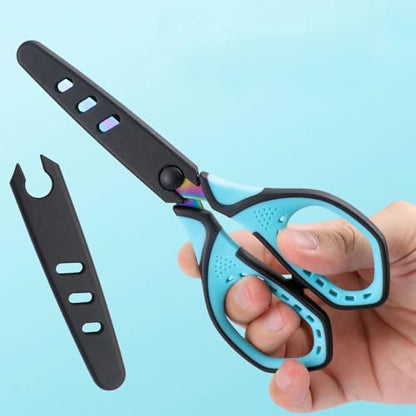 Jasni 3 Pack Teflon blackening Non-Stick Premium 7.5" Titanium No Rust Super Sharp Scissors Shears Soft Comfort-Grip for Office School Home Art Craft DIY student paper Sewing Fabric (Blue) - color: Blue