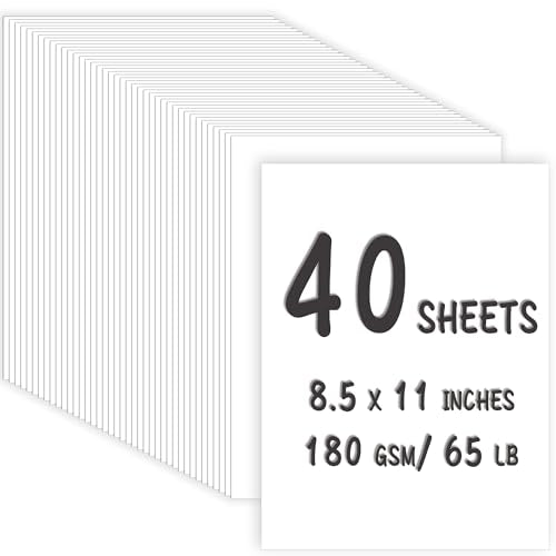 40 Sheets 8.5" X 11" White Cardstock 180 GSM 65 lb Card Stock Printer Paper, Construction Paper for Postcards Crafts Scrapbooking Handmade Cards - color: White, size: 40 Sheets