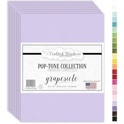 Cardstock Warehouse Pop-Tone Grapesicle Light Purple/Lavender Cardstock Paper – 50 Sheets, 8.5 x 11" - 65 lb / 175 GSM Premium Purple Card Stock for Die-cutting, Printing, Card Making & DIY Projects - color: Grapesicle Light Purple