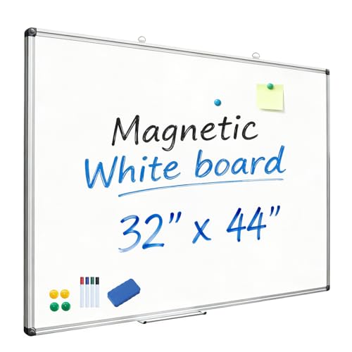 XIWODE 32x44 Inch Large Magnetic Dry Erase Board, Wall-Mounted Whiteboard Silver Aluminum Frame, Smooth Durable No Ghosting for Home School Office Conference - color: Silver, size: 32x44 Inches