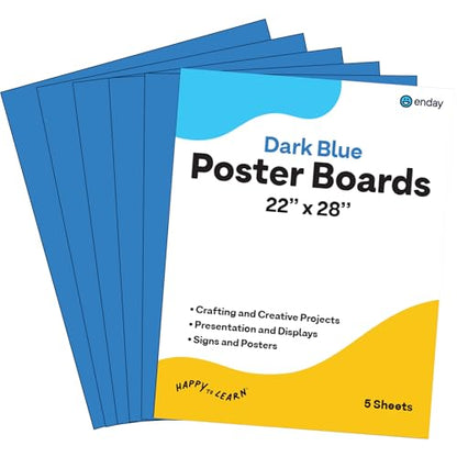 Emraw Poster Board Lightweight Craft Backing Boards for Presentations Office Sign Blank Painting Board Smooth Surface Poster Sheets for School Pack of 5 (Dark Blue) - color: Dark Blue