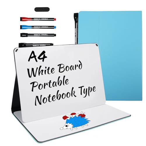 Portable White Board Small Dry Erase Board, 9" x 12" Double Sided Folding Whiteboards with 3 Pens, A4 Reusable Notebook with Storage Mesh Bag for Study, Meeting, Draft, Notes, Doodling - color: White, size: 9"W x 12"H