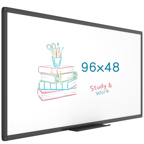 VIZ-PRO Magnetic Dry Erase White Board, 96 X 48 Inches, Black Aluminium Frame - size: 96 X 48 Inches