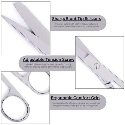 5.5” Surgical Shears – Stainless Steel Sharp/Blunt Tip with Tension Control & Comfort Grip – Multi-Purpose Operating Scissors, Medical Tool for Clinical, First Aid & Home Use – MP-0366 (1 Pc)