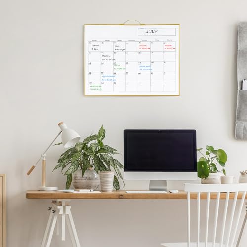 TSJ OFFICE White Board Calendar - 12 X 16 Inches Magnetic Dry Erase Board Monthly Calendar, Double Sided Whiteboard with a Handle, to Do List Notepad for Office, Home, School, Gold Aluminum Frame - color: Gold-whiteboard & Calendar