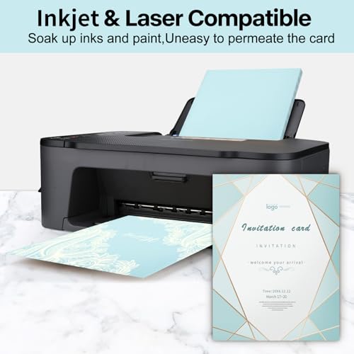 24 Sheets Light Blue Cardstock 8.5 x 11 Pastel Paper, Goefun 80lb Card Stock Printer Paper for Invitations, Menus, Crafts, DIY Cards - color: blue