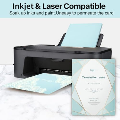 24 Sheets Light Blue Cardstock 8.5 x 11 Pastel Paper, Goefun 80lb Card Stock Printer Paper for Invitations, Menus, Crafts, DIY Cards - color: blue