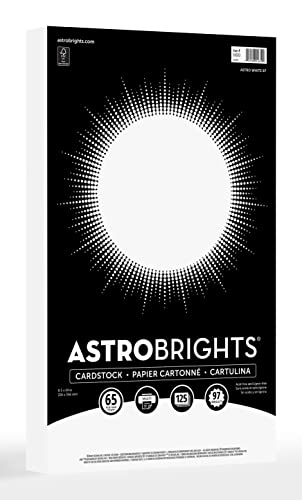Astrobrights Cardstock Paper, 65 lbs, 8.5 x 14, Bright White 1-Pack