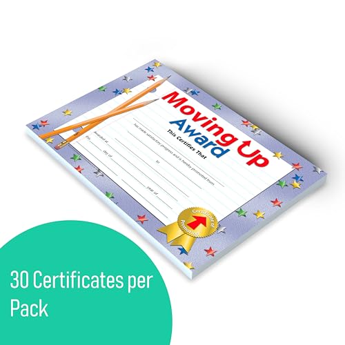 Hayes Moving Up Award Certificates, Student Promotion & Graduation Certificate, Achievement Recognition for Students, Full-Color Glossy Finish, 8.5" x 11" - 30 Pack