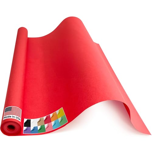USA Made 36" x 1200" Red Kraft Paper Roll, 45 lbs Thickness, American Quality Colored Kraft Paper for School, Poster Arts, Bulletin Board - Odorless, Non-Toxic, Safe for Kids | American Quality Colored Kraft Paper for School, Poster Arts, Bulletin Board -