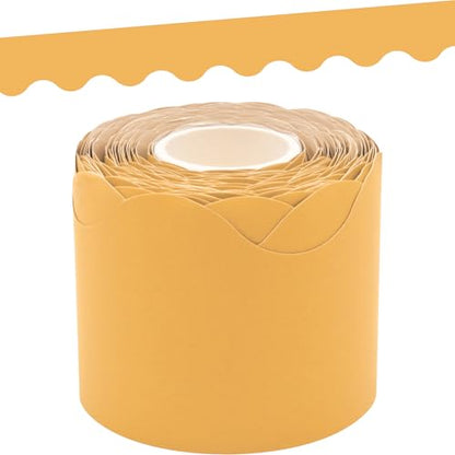 Teacher Created Resources Golden Sun Scalloped Rolled Border Trim - 50ft - Decorate Bulletin Boards, Walls, Desks, Windows, Doors, Lockers, Schools, Classrooms, Homeschool & Offices
