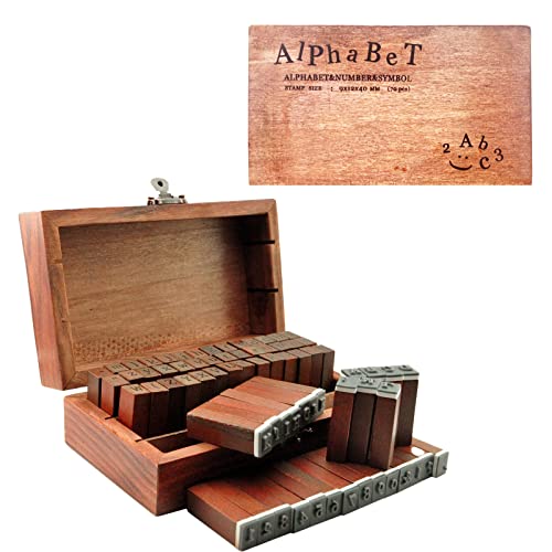 UCEC 70pcs Alphabet Stamps for Clay, Rubber Letter Stamps for Crafting, Wooden Letter Number and Symbol Stamp Set for Scrapbooking Supplies DIY Craft Card Making - color: Roman