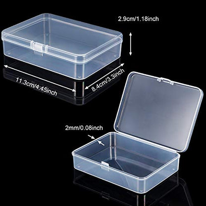 SATINIOR 24 Packs Small Clear Plastic Beads Storage Containers Box with Hinged Lid for Storage of Small Items, Crafts, Jewelry, Hardware(4.45 x 3.3 x 1.18 Inches) - size: 4.45 x 3.3 x 1.18 in