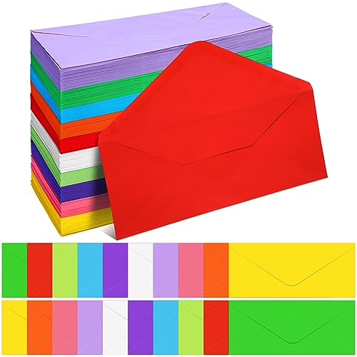 Outus 500 Pcs #10 Colored Envelopes Business Envelopes Adhesive Security Letter Size for Mailing Office Letter Check Invoices Letterhead Invitations Announcements 4-1/8 x 9-1/2''(Cute Color) - color: Cute Color