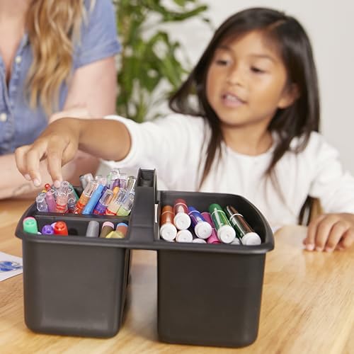 ECR4Kids 3-Compartment Small Plastic Caddy, Multipurpose Organization, Black, 6-Pack - color: Black