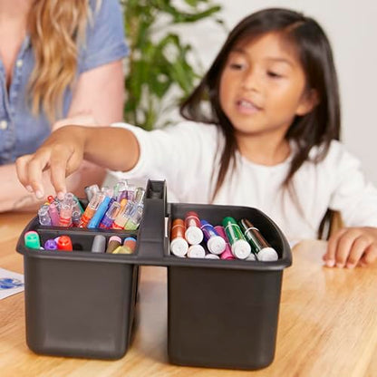 ECR4Kids 3-Compartment Small Plastic Caddy, Multipurpose Organization, Black, 6-Pack - color: Black