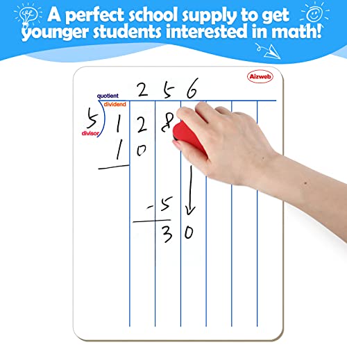 Dry Erase Long Division White Board,9 x 12 Multi-Digit Computation Double-Sided Dry Erase Board,Math Manipulatives Whiteboard for Students,Classroom and Home,Small White Board(Division) - style: Division