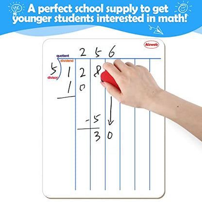 Dry Erase Long Division White Board,9 x 12 Multi-Digit Computation Double-Sided Dry Erase Board,Math Manipulatives Whiteboard for Students,Classroom and Home,Small White Board(Division) - style: Division