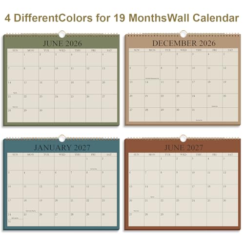 2026-2027 Calendar - Wall Calendar 2026-2027 from July 2026 Until December 2027,18 Months Calendar with Premium Paper, Twin-Wire Binding & Hanging Hook, 8.5" x 11", Green - color: Cyan, size: 8.5" x 11"