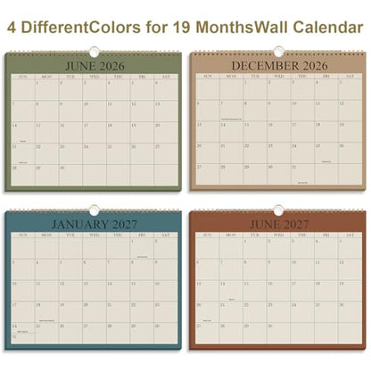 2026-2027 Calendar - Wall Calendar 2026-2027 from July 2026 Until December 2027,18 Months Calendar with Premium Paper, Twin-Wire Binding & Hanging Hook, 8.5" x 11", Green - color: Cyan, size: 8.5" x 11"
