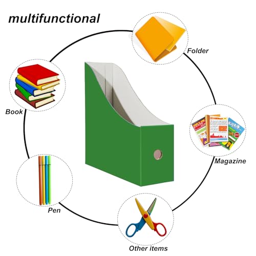 Limitliho 6 Pack Cardboard Magazine Holder for Desk, Book Bins for Classroom Library,Office,Home, 10.6" H x 10.2" L x 3.5" W in Magazine File Holder (Green) - color: Green
