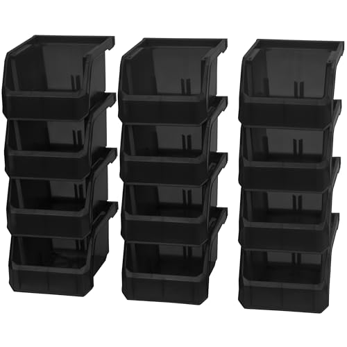 ReadySpace Plastic Containers for Organizing and Storage Bins for Drawers, Desks, Office Organization, and Garage, Stackable Bins, Extra-Small (3" x 5" x 4"), 12-Pack, Black - color: Black, size: Extra-Small, 12-Pack