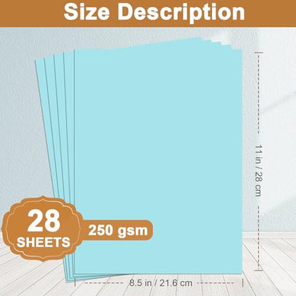 Silunkia 28 Sheets Light Blue Cardstock 8.5 x 11 Scrapbook Paper, 250gsm/92lb Thick Paper Card Stock for School Crafting, DIY Cards, Wedding Invitations, Certificates - color: Light Blue, size: 28 Sheets