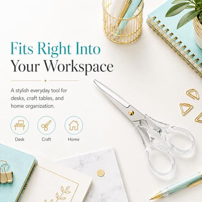 Aesthetic Clear Acrylic Scissors, 6.3" Craft Shears with Sharp Stainless Steel Blades for Home Office & School, Cute Stationery Tools for Bullet Journaling, Scrapbooking & Gift Wrapping - color: Transparent