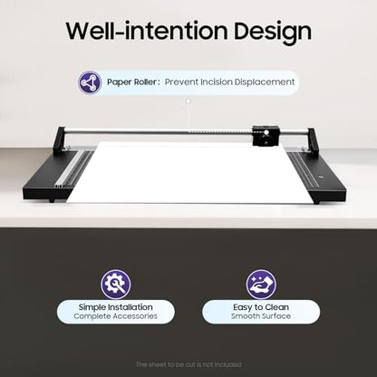 24 Inch Rotary Paper Cutter Photo Paper Cutter with Positioning Ruler & 2 Blades Cut Paper Cutter for Photo Sticker Shops, Offices