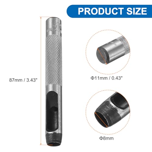 HARFINGTON 2pcs Leather Round Hole Punch, 8mm Hollow Hole Puncher Cutter Carbon Steel Circle Hole Punching Cutting Tool for Belt/DIY Leather Craft - size: 8mm