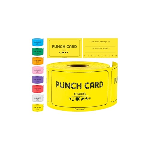 250 Punch Cards, Yellow, Incentive & Loyalty Reward Cards | 8 Color Options, Premium Cardstock, 10 Holes, Standard 3.5 x 2 Inch Business Card Size — Proudly Made in USA - color: Yellow