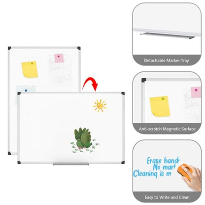 XBoard Magnetic Dry Erase Whiteboard 48 x 36 Inch, 4' x 3' Premium White Board for Wall with Marker Tray, Silver Aluminum Frame Presentation Board for Home Office Classroom - size: 48"W x 34.6"H