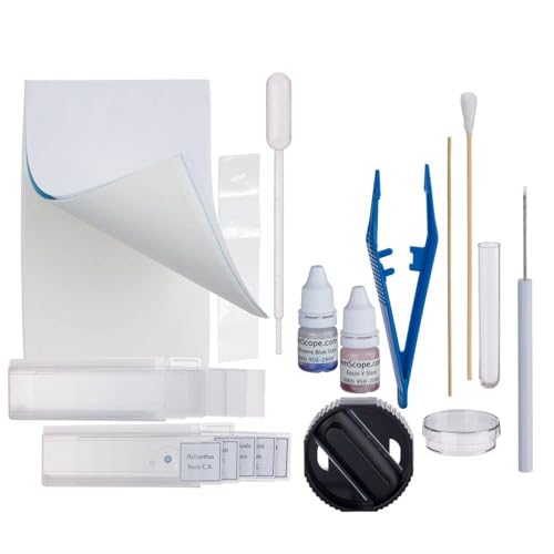 AmScope - 40X-1000X Compound Monocular Student Microscope Set + Slide Preparation Kit + Science Experiment Cards - M150C-SP14-EXCL1 - style: w/ Experiment Cards + Slide Prep Kit