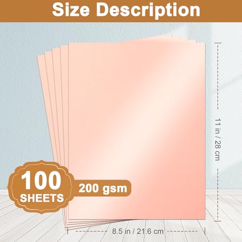 Silunkia 100 Sheets Pink Shimmer Cardstock 8.5 x 11 Crafts Paper, 200gsm/75lb Glossy Paper Card Stock for DIY Cards Making, Valentine's Day Cards, Wedding Invitations, Menus - color: Pink, size: 100 Sheets