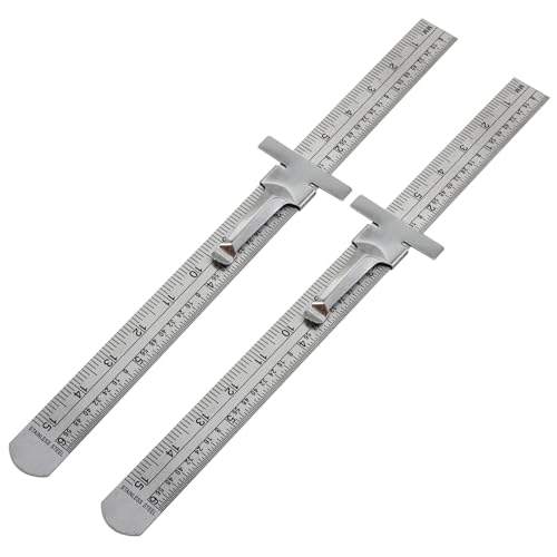 2 Pack Precision Pocket Ruler, Stainless Steel Flexible Ruler Detachable Clips, Metric Imperial Ruler for Engineering/School Office - size: M