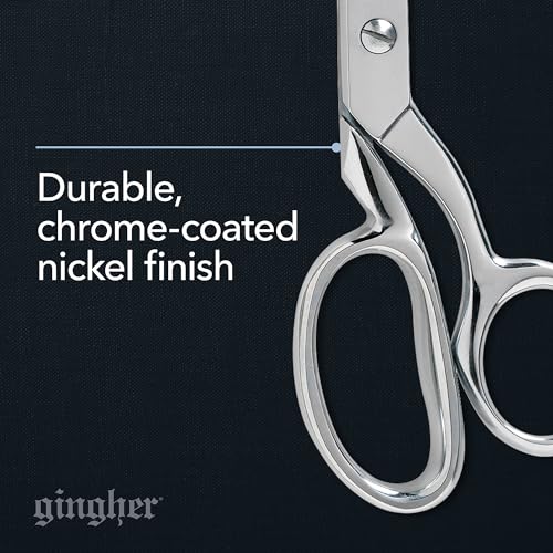 Gingher 8" Dressmaker's Fabric Scissors, Stainless Steel Shears, Sharp Knife Edge Steel Sewing Shears with Protective Sheath for Fabric Cutting and Tailoring, Chrome Plated Nickel Finish - style: 8" Dressmaker