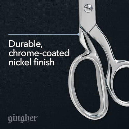 Gingher 8" Dressmaker's Fabric Scissors, Stainless Steel Shears, Sharp Knife Edge Steel Sewing Shears with Protective Sheath for Fabric Cutting and Tailoring, Chrome Plated Nickel Finish - style: 8" Dressmaker