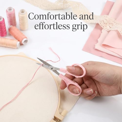 2 PCS Curved Scissors, 3/4" Applique Scissors Embroidery Small Curved Embroidery Scissor High Precision Needlepoint Scissor for Cutting Sewing Crochet Paper Fabric Yarn, Pink