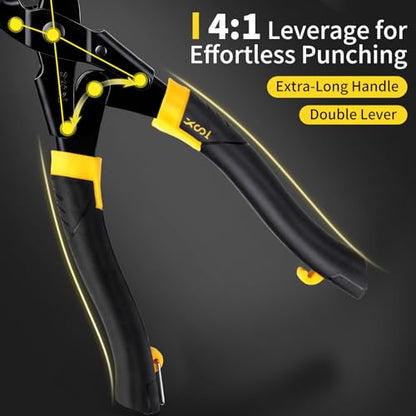 XOOL Upgraded Long Handle Leather Hole Punch Set, Punch Pliers with Effort-Saving Design, Ideal for Belts, Shoes, Saddles & DIY Leather Work - style: Pro