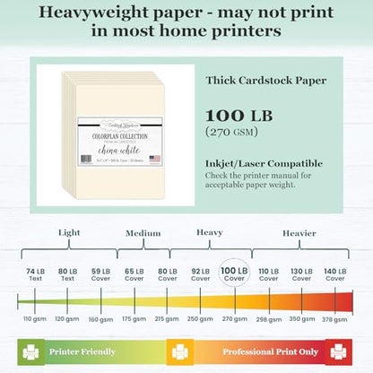 Cardstock Warehouse Colorplan Limestone (China White) Cardstock Paper – 25 Sheets, 8.5 x 11" – 100 lb. / 270 GSM Premium Matte Cover Cardstock for Invitations, Card Making & DIY Projects - color: China White
