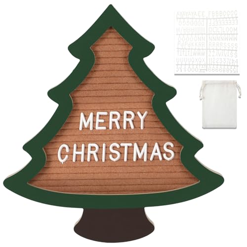 Changeable Felt Letter Board with Letters Christmas Tree Designs Photo Props Xmas Supplies Holiday Mugshot Sign Baby Announcement, Message Board Decor Farmhouse Milestones Kids - style: Xmas Tree