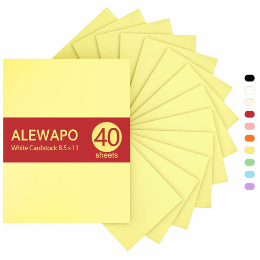 Yellow Cardstock 8.5 x 11 Thick Paper, 40 Sheets, ThickPaper 75 LB/200 GSM, Cardstock Printer Paper 8.5 x 11, Yellow Card Stock for Invitations, Menus, Wedding - color: Yellow