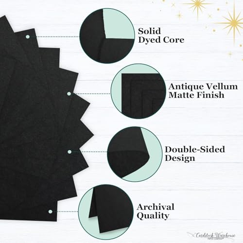 Cardstock Warehouse Colorplan Ebony Black Cardstock Paper – 25 Sheets, 8.5 x 11" – 100 lb. / 270 GSM Premium Matte Cover Cardstock for Invitations, Card Making, Scrapbooking & DIY Projects - color: Ebony